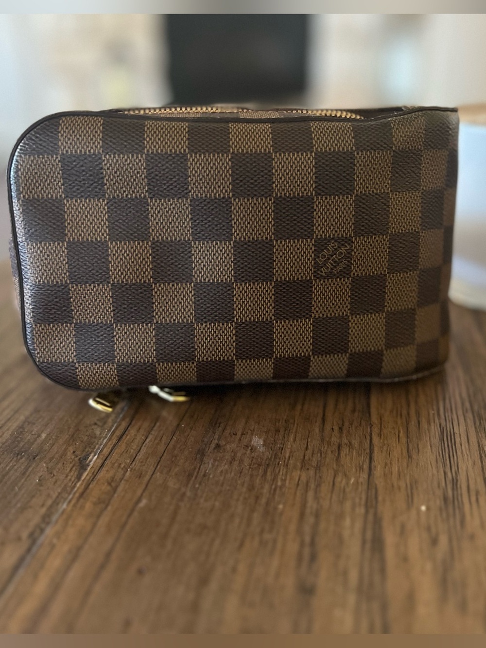 Louis Vuitton Geronimo Damier Ebene Crossbody with Red Interior & Gold Hardware